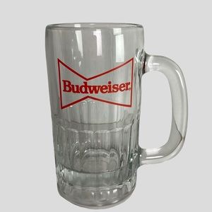 Thick Heavy Red Budweiser Glass Beer Mug